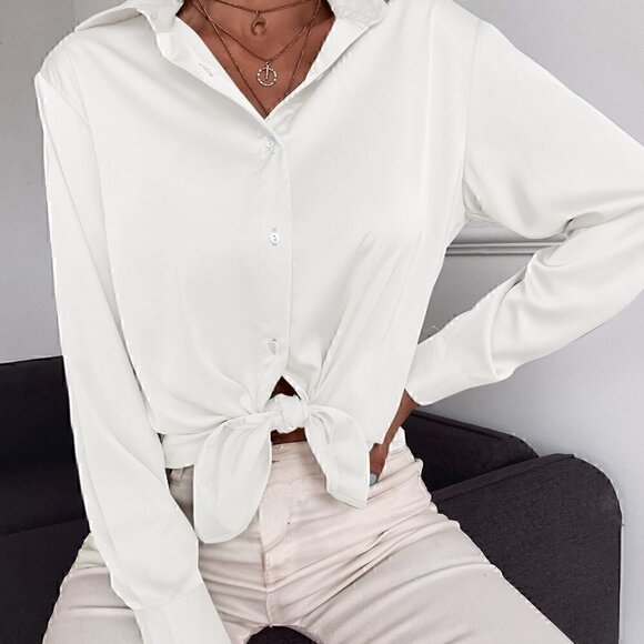 Chic Button Up Solid Shirt - Picture 5 of 5